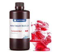 ANYCUBIC Water Washable 3D Printer Resin 2.0 with Easy Post-Processing, High Precision and High Resilience, Low Odor and Anti-Yellowing 3D Resin for LCD/DLP Printers(Transparent Red,1kg)