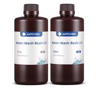 ANYCUBIC Water Washable 3D Printer Resin 2.0 with Easy Post-Processing, High Precision and High Resilience, Low Odor and Anti-Yellowing 3D Resin for LCD/DLP Printers(Grey+Clear, 2kg)
