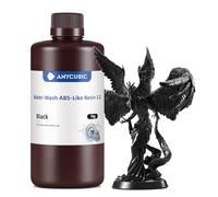 ANYCUBIC Water-washable ABS-Like Resin 3.0, Fast Curing 3D Printer Resin with High Toughness and Resistance, High Precision and Low Odor, Easy to Post-process, 1kg Black