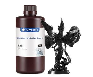 ANYCUBIC Water-washable ABS-Like Resin 3.0, Fast Curing 3D Printer Resin with High Toughness and Resistance, High Precision and Low Odor, Easy to Post-process, 1kg Black