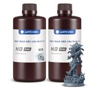 ANYCUBIC Water Washable ABS-Like Resin 3.0, High Toughness and Resilience, High Precision and Easy to Post-Process, Low Odor, Wide Compatibility for All LCD 3D Printers, 2kg HD Grey