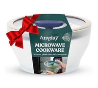 Anyday Cookware Plastic-Free Microwave Dish, 2-Piece Medium Deep Glass Storage Container with Lid for Steaming, Roasting, Serving & Storing Food, 6.3" x 3.4", Blueberry