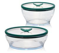 Anyday 4-Piece Large Glass Food Storage with Glass Lids | Plastic-Free Meal Prep & Microwave Cookware | Stackable Airtight Storage Container with Vented Lid for Microwave-Safe Reheating