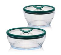 Anyday 4-Piece Medium Glass Food Storage with Glass Lids | Plastic-Free Meal Prep & Microwave Cookware | Stackable Airtight Storage Container with Vented Lid for Microwave-Safe Reheating