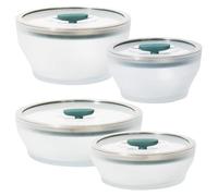 Anyday 8-Pc Microwave Cookware & Glass Food Storage Set with Plastic-Free, Stackable Airtight Steamer and Vented Lid for Reheating and Steaming Vegetables, Rice
