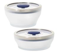 Anyday Cookware Microwave Dish Starter Set, Includes 2 Microwave-Safe Medium Glass Storage Containers with Lids for Steaming, Roasting, Serving & Storing Food, 6.3” Deep Dish & 7.1” Shallow Dish