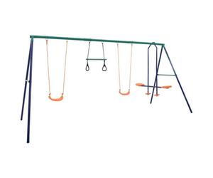 Anydaydirect Swing Set With Gymnastic Rings And 4 Seats Steel