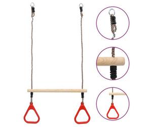 Anydaydirect Trapeze Swing Bar With Rings Outdoor Toy