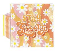 AnyDesign 100 Pack Stay Groovy Paper Napkins Hippie Disposable Luncheon Napkins Boho Daisy Floral Dessert Dinner Hand Napkin for Groovy Birthday Wedding Party Supplies, 6.5 x 6.5 Inch
