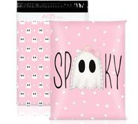 AnyDesign 100 Pcs Halloween Poly Mailers Spooky Pink Ghost Packaging Bags Self Sealing Gift Wrap Envelopes for Small Business Boutique Clothing, 10 x 13 Inch