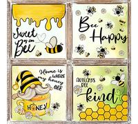 AnyDesign 110Pcs Spring Summer Window Cling Sweet Bee Happy Kind Gnome Window Decals Honey Bee Bumble Bee Reusable PVC Sticker for Home Party Window Glass Mirror Decoration Supplies