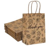 AnyDesign 12Pcs Fall Leaves Thank You Gift Bags with Handle Autumn Kraft Paper Bag Maple Leaves Goodie Bag for Fall Thanksgiving Wedding Birthday Party Favor Supplies, 5.9 x 8.3 x 3.2 In
