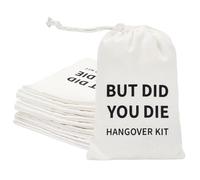 AnyDesign 12Pcs Wedding Hangover Kit Bags - Reusable Cotton Drawstring Muslin Amenity Bags - Survival for Wedding Bridal Bachelorette Party Favor, 5 x 7 Inch