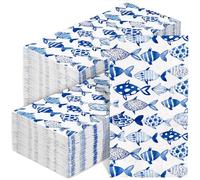 AnyDesign 200 Pcs Ocean Fish Guest Napkins Blue Watercolor Fish Disposable Napkins Dinner Hand Paper Napkin for Bathroom Summer Birthday Sea Party Table Supplies