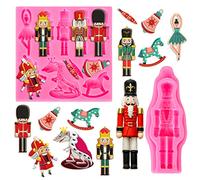 AnyDesign 2Pcs Christmas Fondant Molds Nutcracker Horse Mouse Pattern Silicone Moulds Xmas Resin Baking Molds Muticolor Cake Decorating Molds for Xmas DIY Candy Chocolate Cookie Sugarcraft