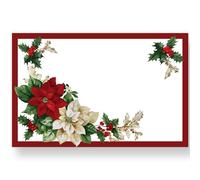 AnyDesign 50 Pack Christmas Paper Placemats Poinsettia Disposable Place Mats Red Green Christmas Flower Decorative Paper Table Mats for Xmas Holiday Home Kitchen Table Top Decor