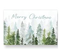 AnyDesign 50 Pack Merry Christmas Paper Placemats Watercolor Forest Xmas Tree Disposable Place Mats Winter Woodland Decorative Paper Table Mats for Xmas Holiday Home Kitchen Table Top Decor