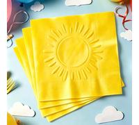 AnyDesign 50 Pcs Boho Sun Cocktail Napkins Embossed Yellow Paper Napkins Disposable Decorative Beverage Napkin for First Trip Around The Sun Baby Shower Birthday Party Supplies Table Decor
