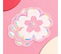 AnyDesign 50 Pcs Cherry Blossom Flower Paper Napkins Disposable Napkins Silver Foil Pink Floral Luncheon Dinner Napkin for Spring Birthday Baby Shower Party Table Supplies