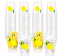 AnyDesign 50Pcs Lemon Shot Glasses Mini Plastic Shot Cups Lemonade Stand Disposable Clear Tasting Sample Cup for Summer Fruits Birthday Party Supplies, 2 Oz