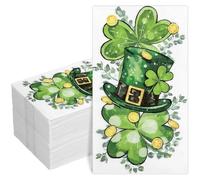 AnyDesign 50Pcs St. Patrick's Day Guest Napkins Green Shamrock Clover Disposable Paper Napkin Dinner Hand Napkin for Irish Holiday Kitchen Home Party Supplies Table Decor