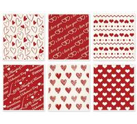 AnyDesign 6 Packs Valentine's Day Swedish Dishcloths Red White Heart Kitchen Dish Towel Reusable Washable Cotton Kitchen Towels for Home Party Cleaning Housewarming, 7 x 8 Inch