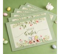 AnyDesign 6Pcs Easter Burlap Placemats Happy Easter Table Mats Waterproof Easter Egg Flower Placemat 12 x 18 Inch Heat Resistant Table Mats for Easter Party Home Kitchen Decor Supplies