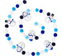 AnyDesign 8.2Ft Christmas Felt Ball Garland Winter Cute Snowman Pom Ball Banner Christmas Hanging Bunting Garland for Xmas Winter Holiday Home Mantel Wall Window Decor Party Supplies