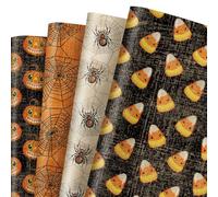 AnyDesign 8 Sheets Halloween Vintage Wrapping Paper - Not Roll - Pumpkin Spider Web Candy Corn Gift Wrap Paper Folded Flat for DIY Crafts Holiday Horror Party, 19.7 x 27.6 Inch