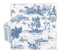 AnyDesign 80Pcs Blue White Paper Napkins Classic French Village Printed Disposable Napkin Rustic Decorative Dinner Hand Napkin for Farmhouse Holiday Party Supplies