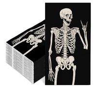 AnyDesign 80Pcs Halloween Guest Napkin Black Skeleton Disposable Paper Napkins Dinner Hand Napkins for Home Party Supplies Table Decor