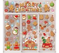 AnyDesign 9 Sheet Christmas Window Clings Gingerbread Man Candy House Truck Window Decals Double-Sided Merry Christmas Window Decor for Xmas Home School Office Decoration Party Supplies