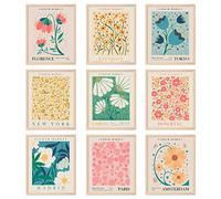 AnyDesign 9Pcs Flower Market Wall Art Prints Matisse Art Poster Decor Unframed Floral Drawing Posters Colorful Floral Room Decor for Gallery Room Aesthetic Living Room Bathroom Decor, 12x16 Inch