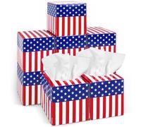 AnyDesign 9Pcs Patriotic Facial Tissues Cube Boxes 4th of July American Flag Square Tissue Box Cover with 450 Sheets 3 Ply Napkins for Independence Day Home Car Accessories