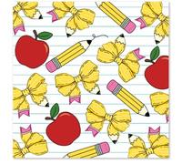 AnyDesign Back to School Paper Napkins Luncheon Napkins Pencil Bow Apples Notebook Disposable Dessert Dinner Hand Towels for First Day of School Party Supplies Table Decoration, 50 Pcs