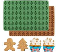 AnyDesign Christmas Silicone Molds Mini Xmas Tree & Gingerbread Candy Chocolate Mould Christmas Non-Stick Fondant Baking Mold for Handmade Soap Pudding Jelly Cake Cupcake Topper Decor, 2Pcs