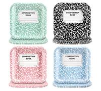 AnyDesign Composition Notebook Paper Plates Disposable Plates Green Black Pink Blue Decorative Plate for Back to School First Day of School Teacher Graduation Party Supplies, 40 Pcs