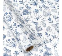 AnyDesign Easter Wrapping Paper - Mini Roll - 17 In x 32.8 Ft Blue White Bunny Rabbit Chick Flower Gift Wrap Paper for DIY Crafts Spring Birthday Holiday Party Supplies