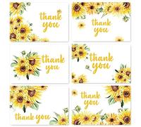 AnyDesign Sunflower Thank You Cards Bulk 36 Pack Thank You Notes with Matching Seal Stickers White Envelopes Watercolor Summer Floral Greeting Cards for Wedding Baby Shower Bridal Birthday Party
