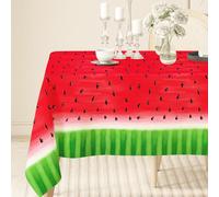 AnyDesign Watermelon Print Tablecloth, 104" x 60" (Rectangular), Red, Green, Polyester, Summer, Party, Holiday, Casual, Rectangular Shape, Basket Weave, Machine Wash, 1 Count