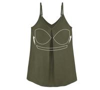 ANYFITTING Camisole Top for Women Built in Bra Loose Fit Flowy Casual Padded V Neck Adjustable Straps Tank Top Cami Summer Sleeveless Vest UK Green S