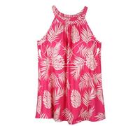 ANYFITTING Shirt with Built in Bra Halter Neck Loose Fit Sleeveless Summer Padded Tank Top Flowy Relaxed Camisole Library Sessions Pink Leaves Print S