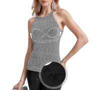 ANYFITTING Sparkly Tops for Women Sleeveless Sequin Tank Tops with Built in Bra Going Out Club Outfits Party Glitter Cocktail Shirt Shiny-Silver L