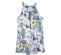 ANYFITTING Tank with Built in Bra for Women Halter Neck Loose Fit Sleeveless Summer Padded Cups Tank Top Lightweight Camisole Farmers Market Blue Print M