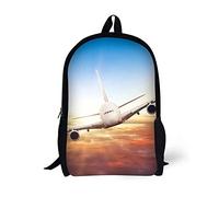ANYFOCUS School Backpack,17 Inch for 6-16 Years Old Kids Boys Airplane Print