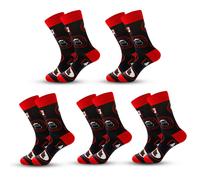 Anyfootwear 5 Pairs Black Red Size 5-13 Socks Crystal Silk Tide Santa Tag Winter Holiday Design Snowflake Stocking Comfortable To Wear