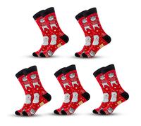 Anyfootwear 5 Pairs Black Red Size 5-13 Socks Crystal Silk Tide Winter Holiday Design Plus Snowflake Stocking Comfortable To Wear Perfect For Women
