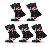 Anyfootwear 5 Pairs Black Size 5-13 Socks Crystal Silk Tide Winter Holiday Design Plus Snowflake Stocking Comfortable To Wear