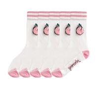 Anyfootwear 5 Pairs Peach Size 5-9 Sock Harajuku Crystal Silk Tide Socks With Flower Vines Comfortable To Wear Prefect For Women