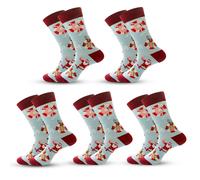 Anyfootwear 5 Pairs Red and Light Blue Size 5-13 Socks Crystal Silk Tide Winter Holiday Plus Snowflake Stocking Comfortable To Wear